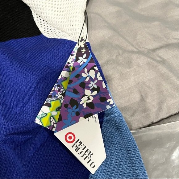 NWT Peter Pilotto for Target Blue White Colorblock Cardigan Sweater Mesh Sleeves - Picture 7 of 10